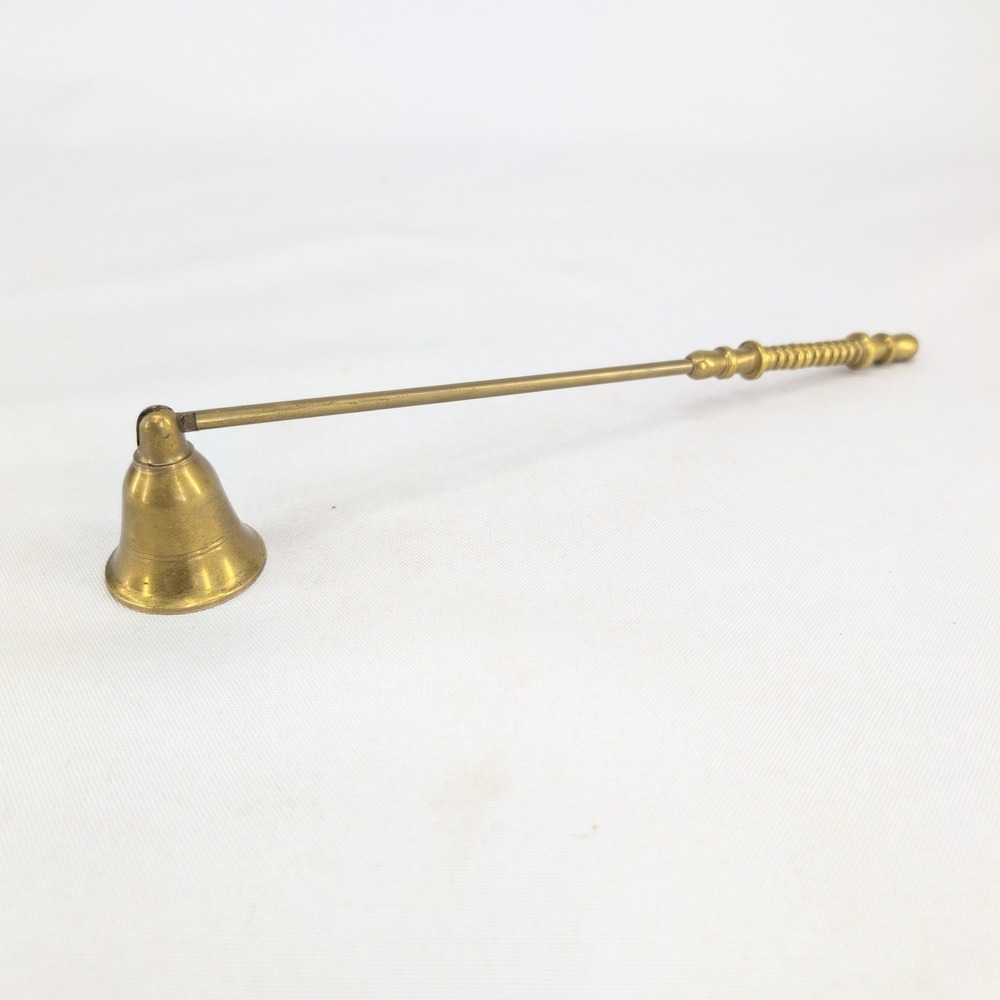Vintage Candle Snuffer Gold Brass Long Handle Bell Shape Hinged Extinguisher